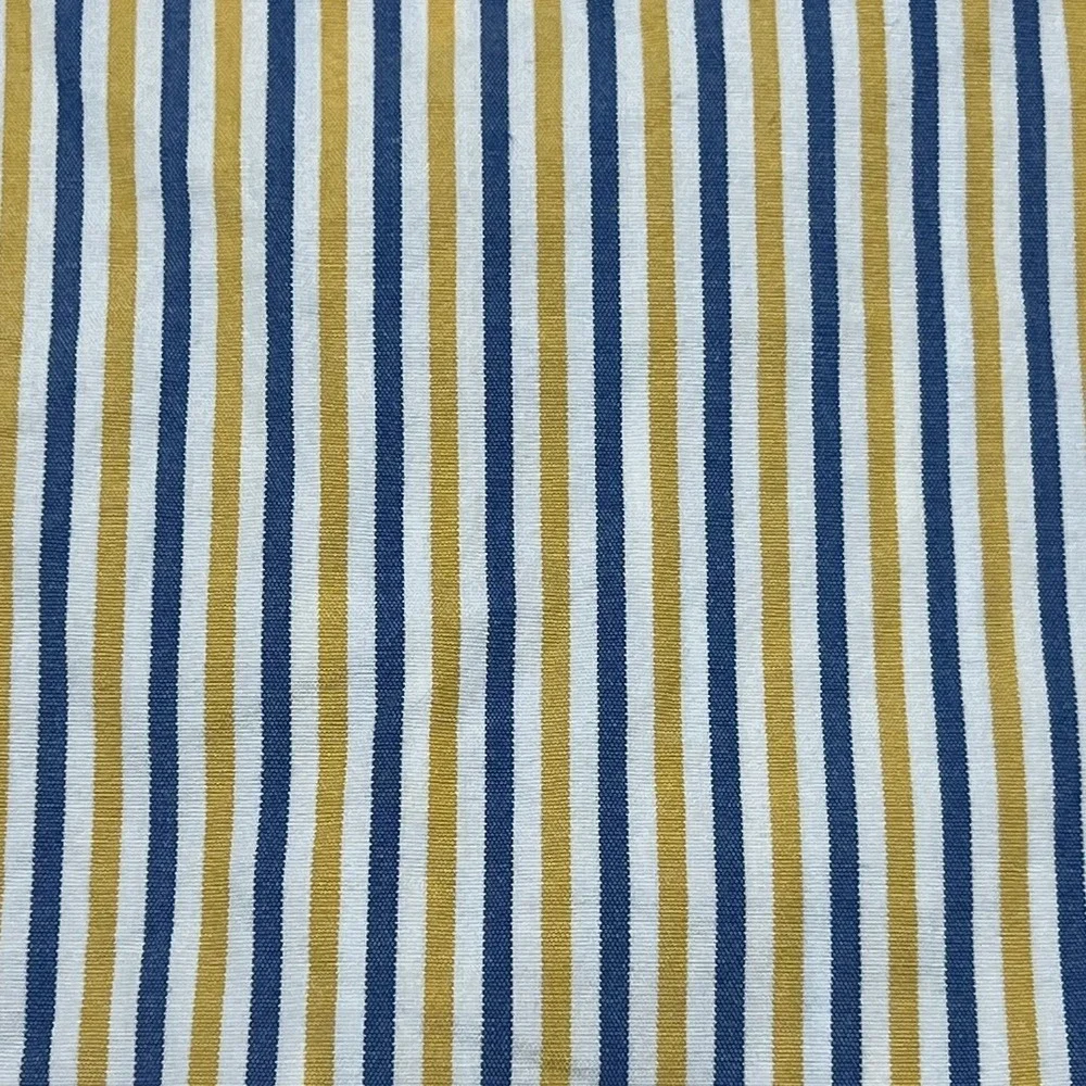 J Crew Secret Wash Shirting Mens Large Classic Striped Shirt Blue Yellow Stretch